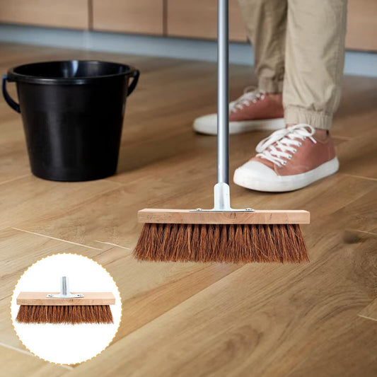 UK Local Stiff Garden Wire Broom Head Handle Heavy Duty Large Outdoor Sweeping Yard Brush