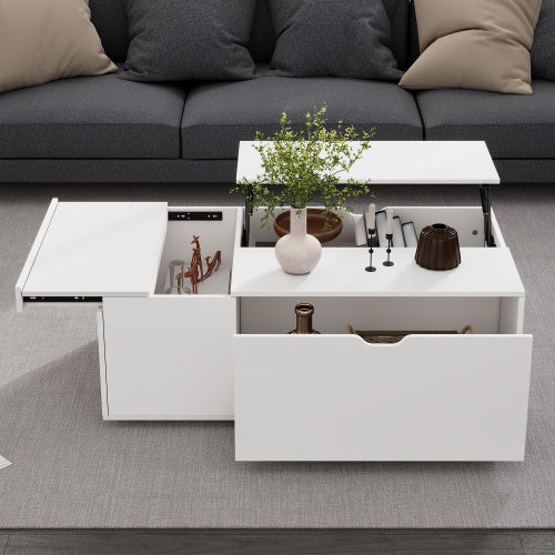 UK Local Lift Up Coffee Table, Coffee Table With Drawer, Wooden Tea Tables Sofa End Tables For Living Room Furniture , White