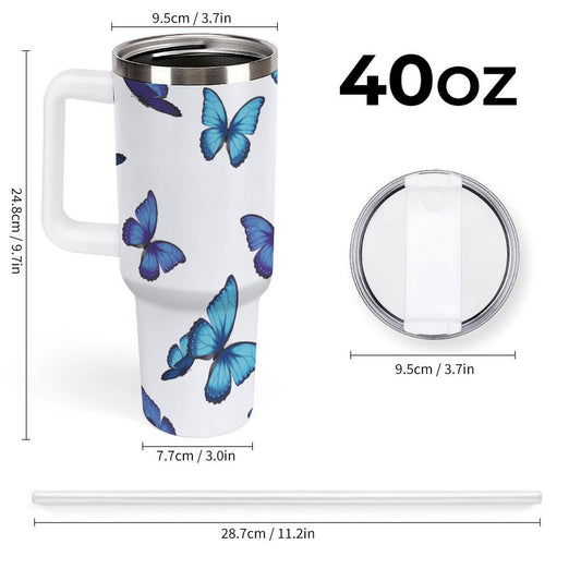 PHDT00504 POD US Local Tumbler 40oz Large Capacity Car Cup Blue Morpho Butterfly
