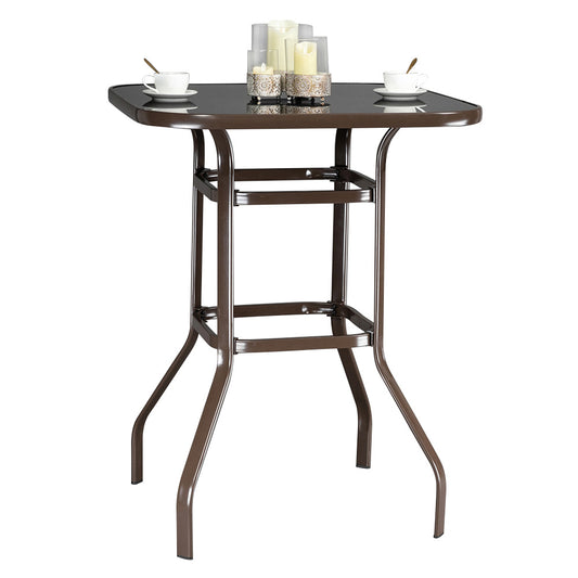 US Local Brown Wrought-iron Glass High Bar Table