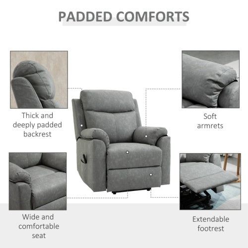 UK Local HOMCOM Faux Leather 70 Electric Riser Recliner Chair - Grey