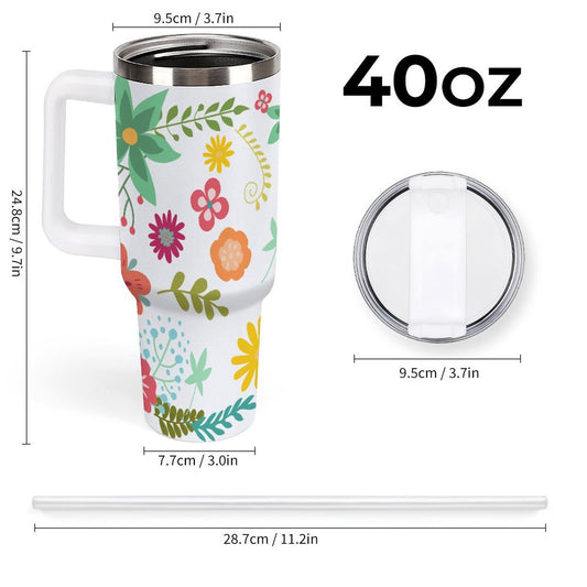 PHDT00065 POD US Local Tumbler 40 oz Large Capacity Car Cup Summer, Flowers