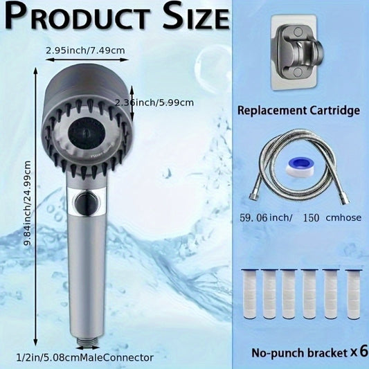 US Local Stainless Steel Fixture - 5 Filter Shower Set, With 3 Adjustable Modes, Stainless Steel Panel And Adapter, Perfect Christmas Gift, Christmas Shower. My Order