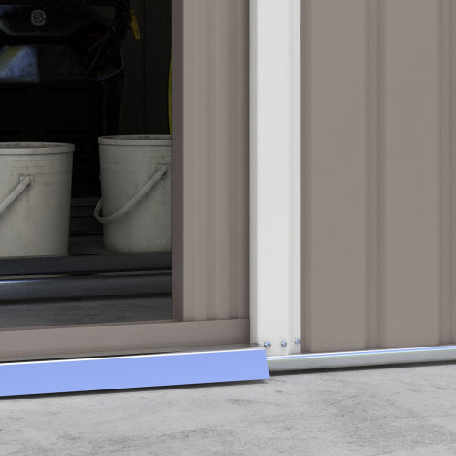 UK Local Outsunny 13 X 11ft Large Garden Shed, Mental Garden Storage Shed With Foundation Kit Ventilation & Doors, Light Grey