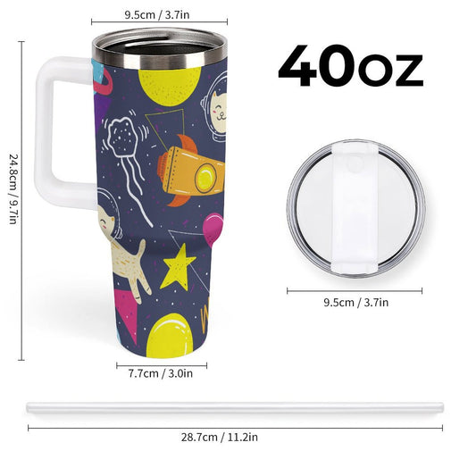 PHDT00348 POD US Local Tumbler 40 oz Large Capacity Car Cup Cosmic Planet Cat