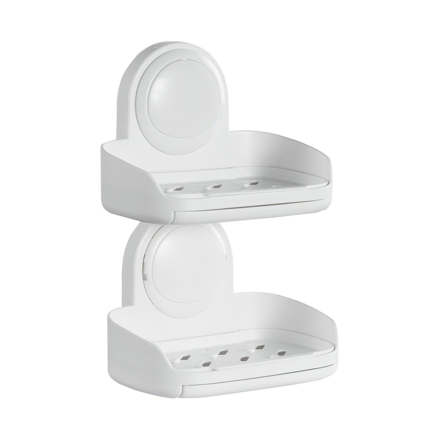 US Local Suction Cup Soap Dish With Double Layer Holder With Drain Tray For Shower