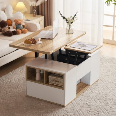 UK Local Grey Coffee Table With Storage, Lift Up Coffee Table For Living Room, Coffee Table With 2 Drawers Lift-Top Sofa End Tea Tables For Living Room Furniture