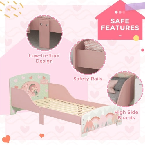 UK Local ZONEKIZ Toddler Bed Frame, Kids Bedroom Furniture For Ages 3-6 Years
