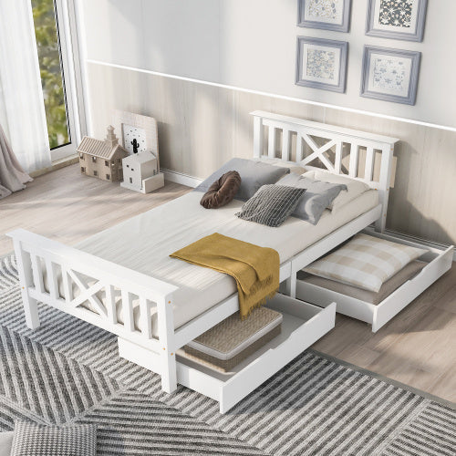 UK Local Wooden Bed Frame With Drawers Single Storage Bed Solid Pine Wood,3FT Guest Bed For Adults, Kids, Teenagers