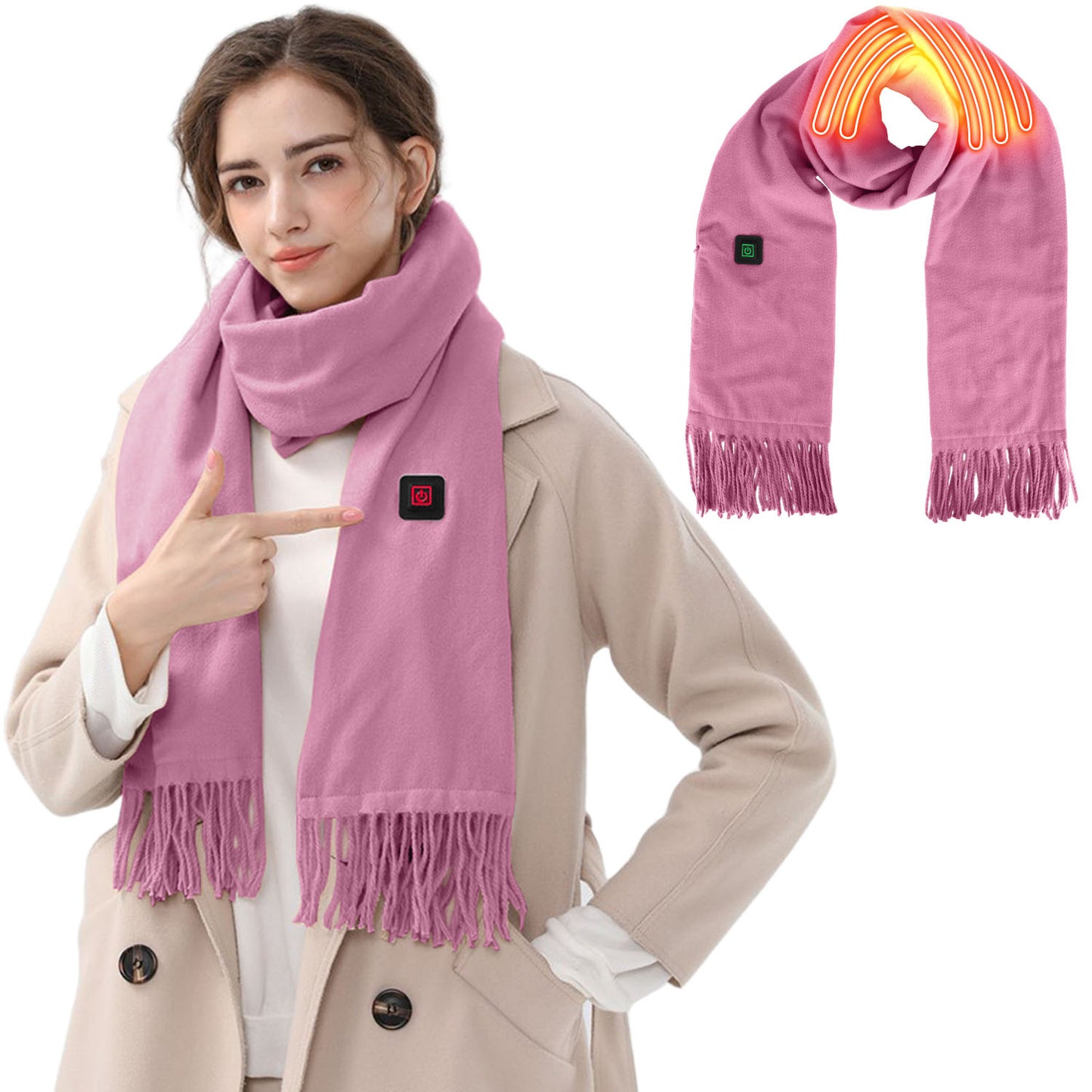 US Local 1 Pc Electric Heated Winter Scarf USB Heating Neck Wrap Unisex Heated Neck Shawl Soft Warm Scarves 3 Heating Modes For Outdoor Cycling Skiing Skating