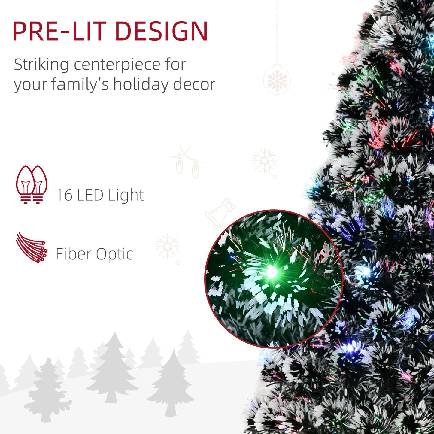 CA Local 4 ft Pre-Lit LED Optical Fiber Christmas Tree Artificial Seasonal Decor