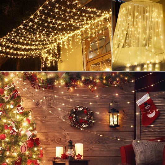 US Local 1 Pc 3Meter 300 LEDs String Curtain Light With Remote 8 Light Modes IP44 Waterproof For Christmas Halloween New Year Yard Garden Party