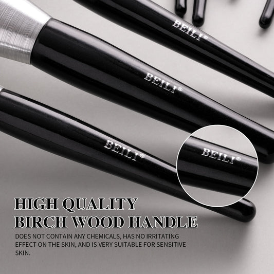 US Local Beili Christmas Gift Makeup Brush Set Of 10, Kabuki Brushes With Synthetic Hair For Foundation, Concealer, And Eyeshadow.