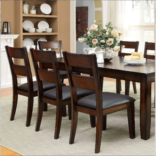 US Local Dark Cherry Finish Solid Wood Transitional Style Kitchen Set Of 2pcs Dining Chairs Bold Sturdy Design Chairs Dining Room Furniture Padded Leatherette Seats