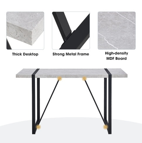 US Local Modern Dining Table, 55 Inch Kitchen Table For 4 People, Rectangular Dinner Table For Dining Room, Home Office, Living Room Furniture, Easy Assembly,