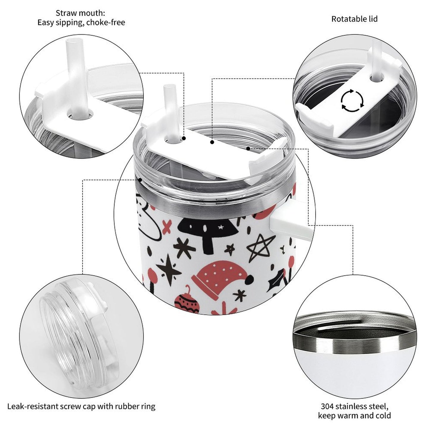 PHDT00007 POD US Local Tumbler 40 oz Large Capacity Car Cup Christmas