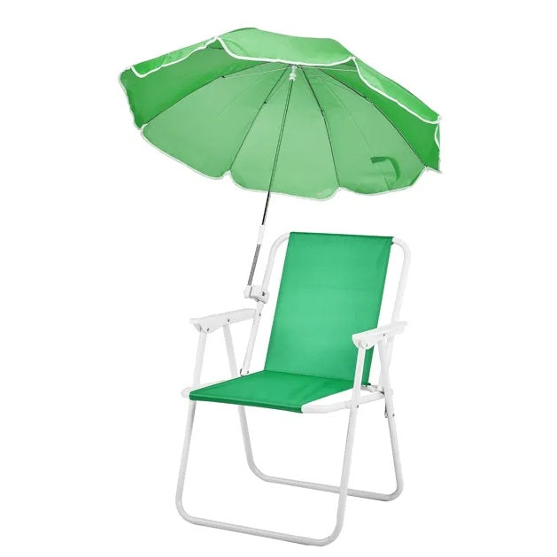 US Local Folding Beach Chair With Umbrella For Adults, Lightweight Porable Camping Chair With 265lbs Capacity For Travel Picnic Concert Outdoor Activities, Green