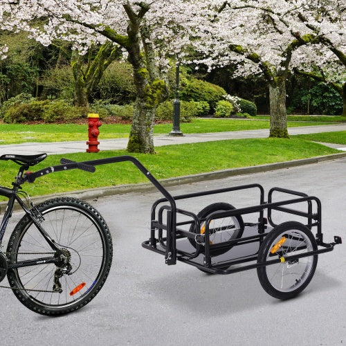 US Local Aosom Bike Cargo Trailer, Bicycle Trailer, Heavy-Duty Bike Wagon Cart, Foldable Compact Storage, With Universal Hitch, 16 Wheels, 88 Lbs. Capacity, Black