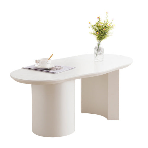 UK Local White Wooden Painted Coffee Table Abstract Cloud Shaped,Irregular White Coffee Table, Tea Table End Table, Modern Coffee Table, For Living Room Furniture, Easy Assembly