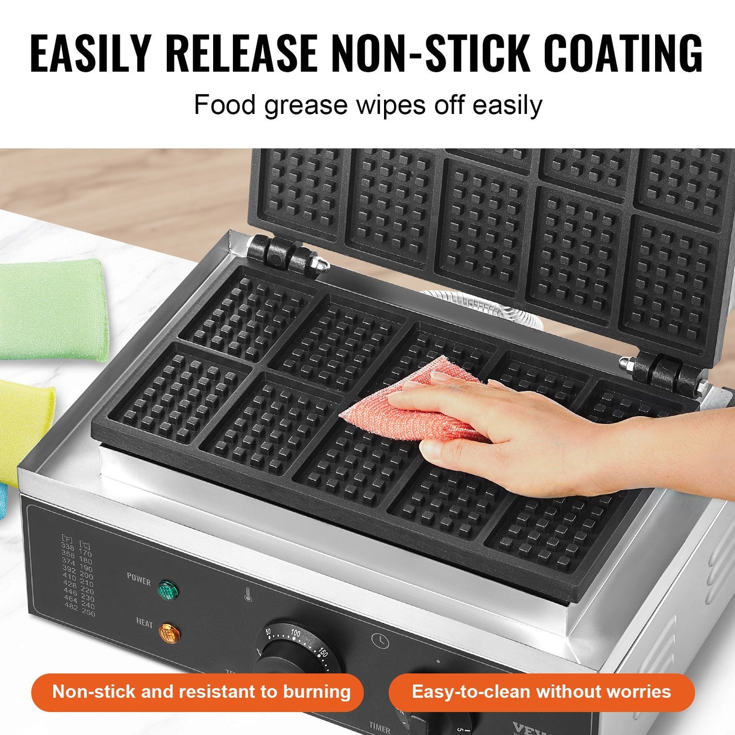 US Local 10PCS Commercial Waffle Maker Rectangle Waffle Baker Machine 1550W