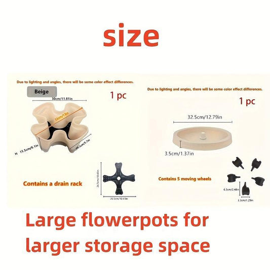 US Local 16 Pieces 5-Layer Stackable Flower Pots Vertical Garden Flowers Herbs Strawberry Vegetables Durable Plastic With Mobile Wheels Indoor And Outdoor Flower Pots
