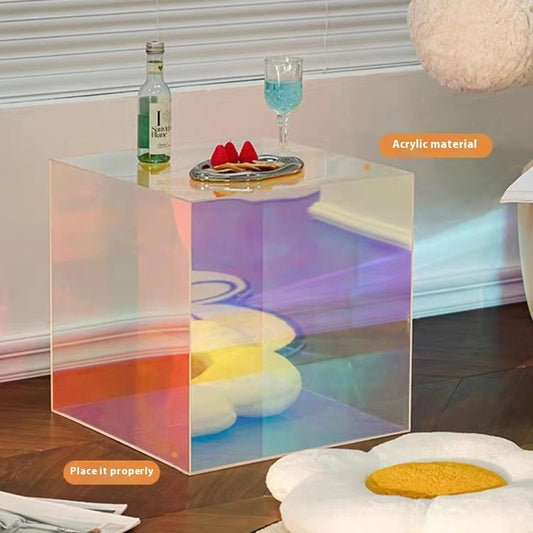 Acrylic Sofa Edge Colorful Coffee Table Home Square Simple Bedroom Bedside Table