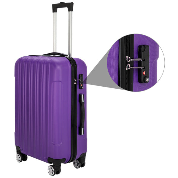 US Local Vertical 3-in-1 Spinner Wheel With Handle Trolley Case 20in 24in 28in ABS Aluminum Alloy Trolley Classic Color - Purple