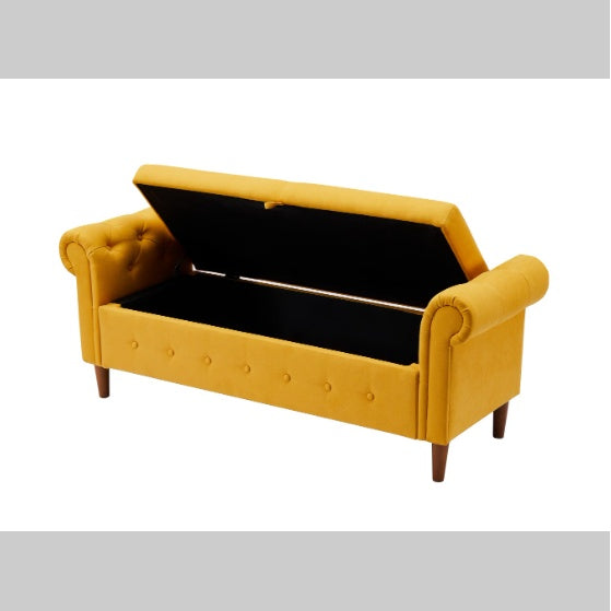 US Local Yellow Multifunctional Storage Rectangular Sofa Stool