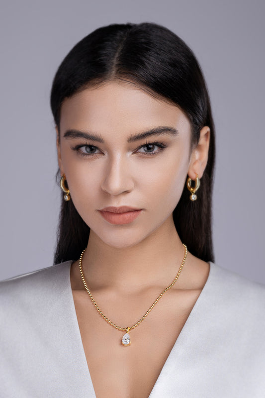 US Local Wish Light - A Fashionable And Trendy Diamond Jewelry Necklace Pendant Set With Pear-shaped Moissanite S925 Sterling Silver And Gold Plating