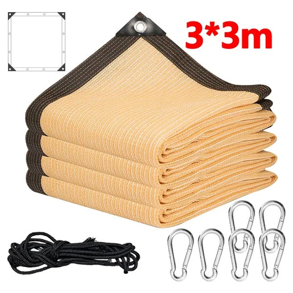 US Local Beige Rectangle Square Sun Shade UV Blocking Breathable Vinyl Mesh Fabric For Outdoor Greenhouse Covers Plants Heavy Duty Commercial And Residential