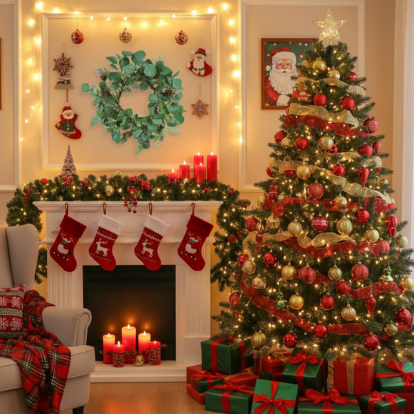 US Local 2PCS Set Christmas Wreath Eucalyptus Candle Rings 14.2in Green Artificial Plants Home Door Decor Holiday Wall Pendant FBA Shipment