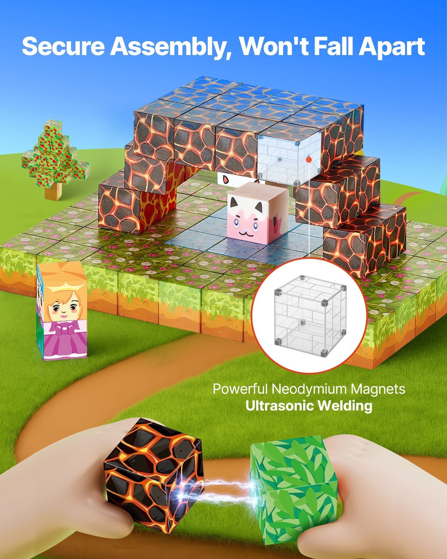 US Local Magnetic Blocks 150 PCS Forest Castle Set STEM Montessori Sensory Toys