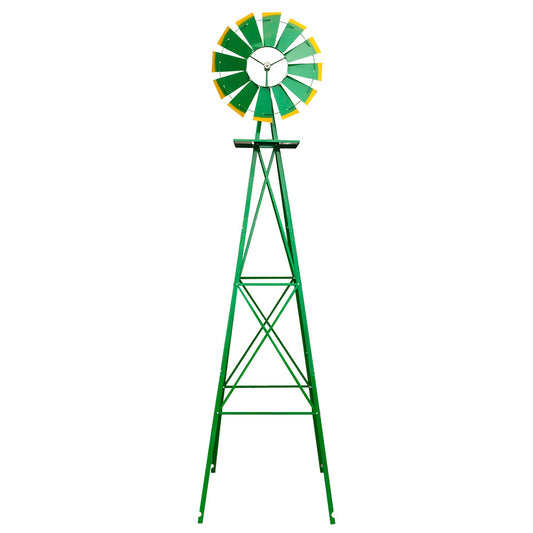 US Local 8FT Weather Resistant Yard Garden Windmill Green