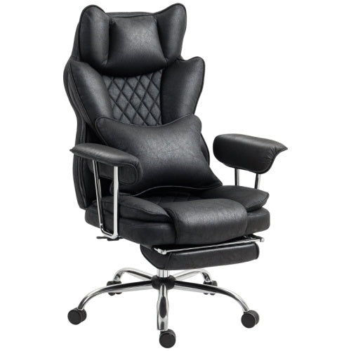 UK Local HOMCOM Leathaire Reclining Office Chair With Lumbar Support Pillow