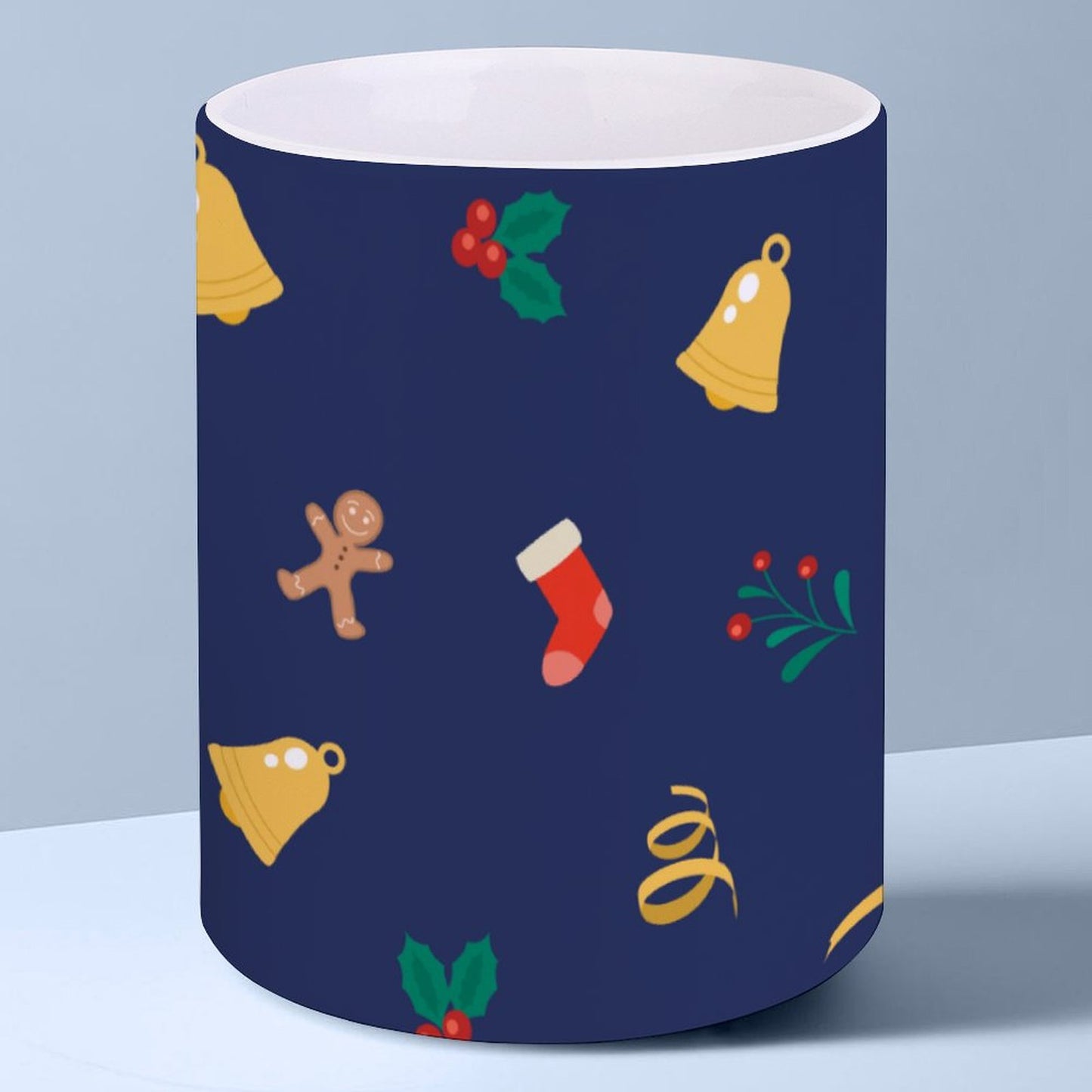 POD US Local White mug with full print, Merry Christmas Blue 0018