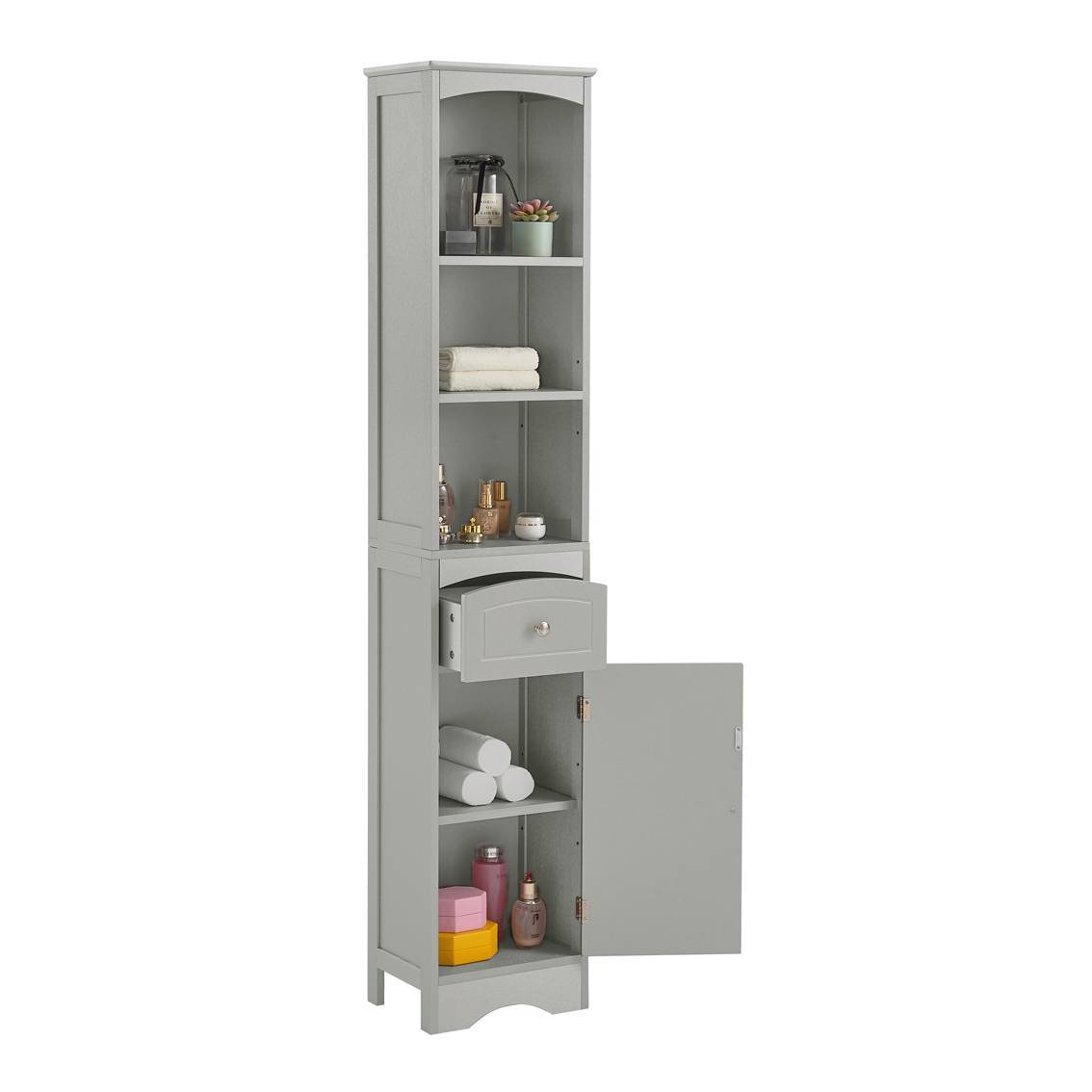 US Local Tall Bathroom Cabinet Storage Cabinet With Drawer Adjustable Shelf