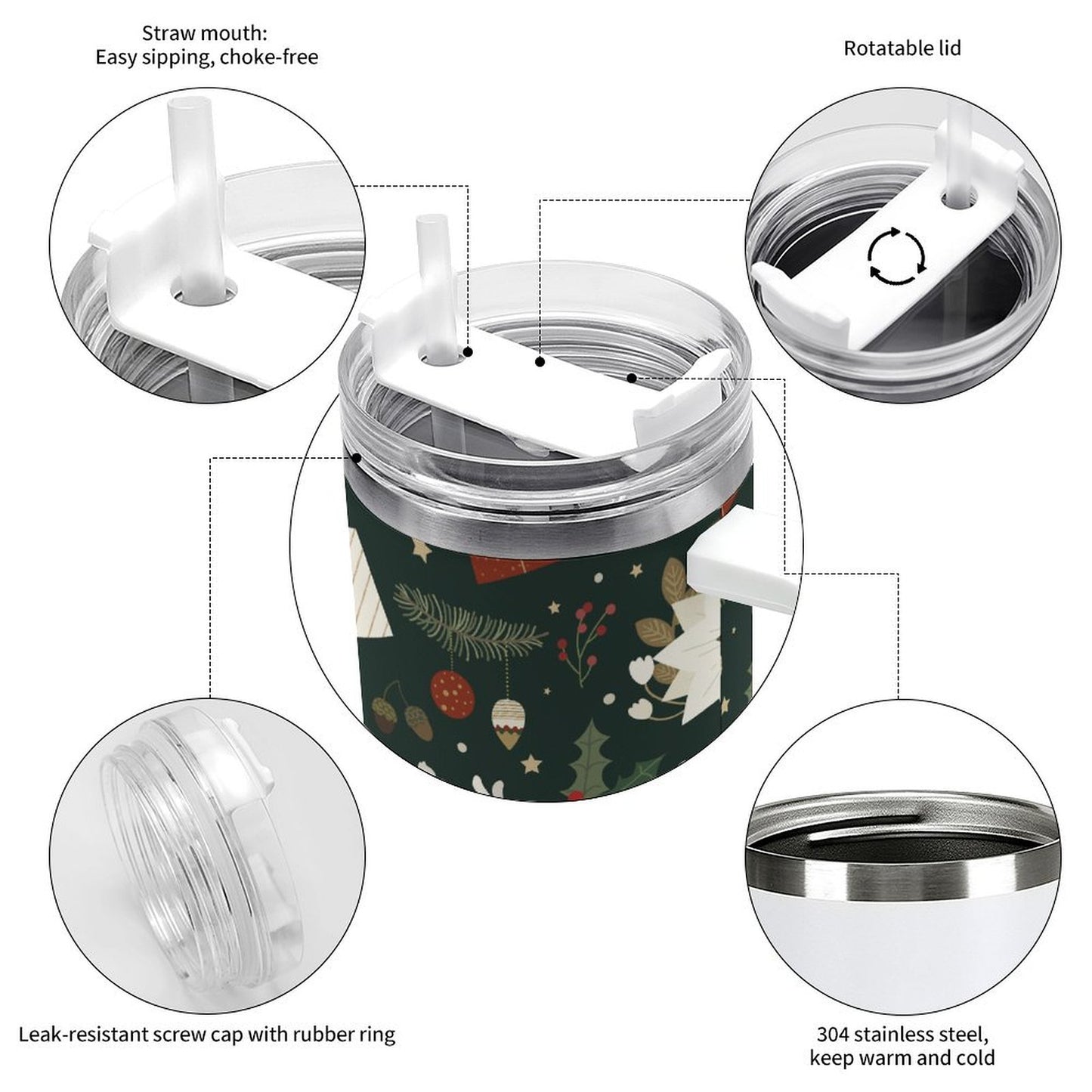 PHDT00180 POD US Local Tumbler 40 oz Large Capacity Car Cup Christmas