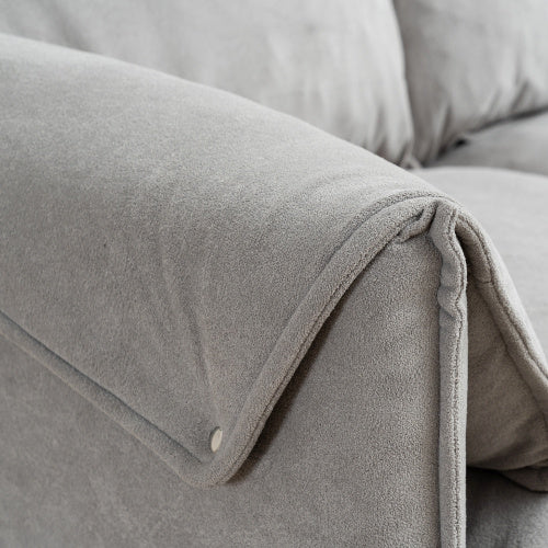 US Local Convertible Combination Sofa Sofa L-Shaped Sofa With Footstools With Storage, Beige Sofa For Living Room Living Room Bedroom Office Small Space 3-Seater Combination Sofa Beige