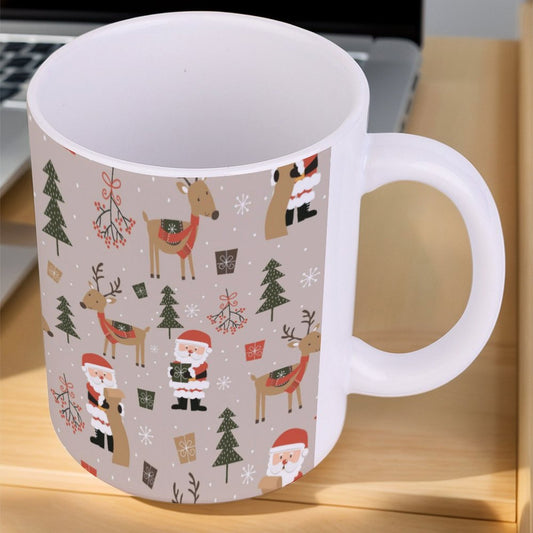 POD US Local White mug with full print, Brown, Christmas, Santa Claus 0019