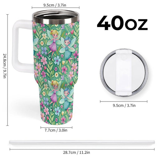 PHDT00192 POD US Local Tumbler 40 oz Large Capacity Car Cup Fairy, Spring, Flowers