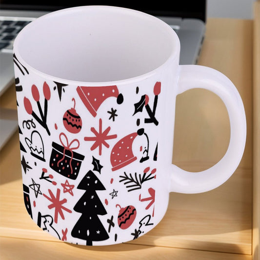 POD US Local White mug with full print, Christmas Hat, Tree 0021