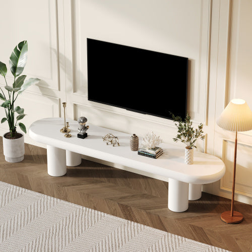 UK Local White Painted TV Stand Cabinet For TV Up To 70 Inch, TV Unit TV Console Table, Wooden Entertainment Center For Living Room, Dining Room, Bedroom