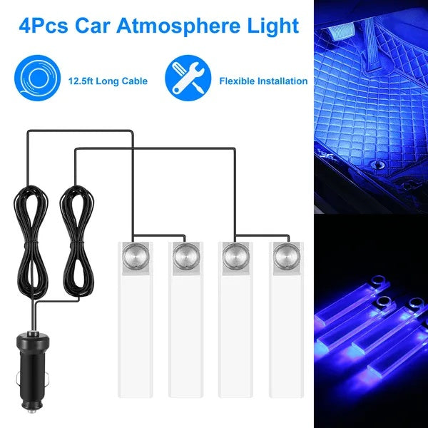 US Local 4Pcs Car Interior LED Atmosphere Light Car Charge