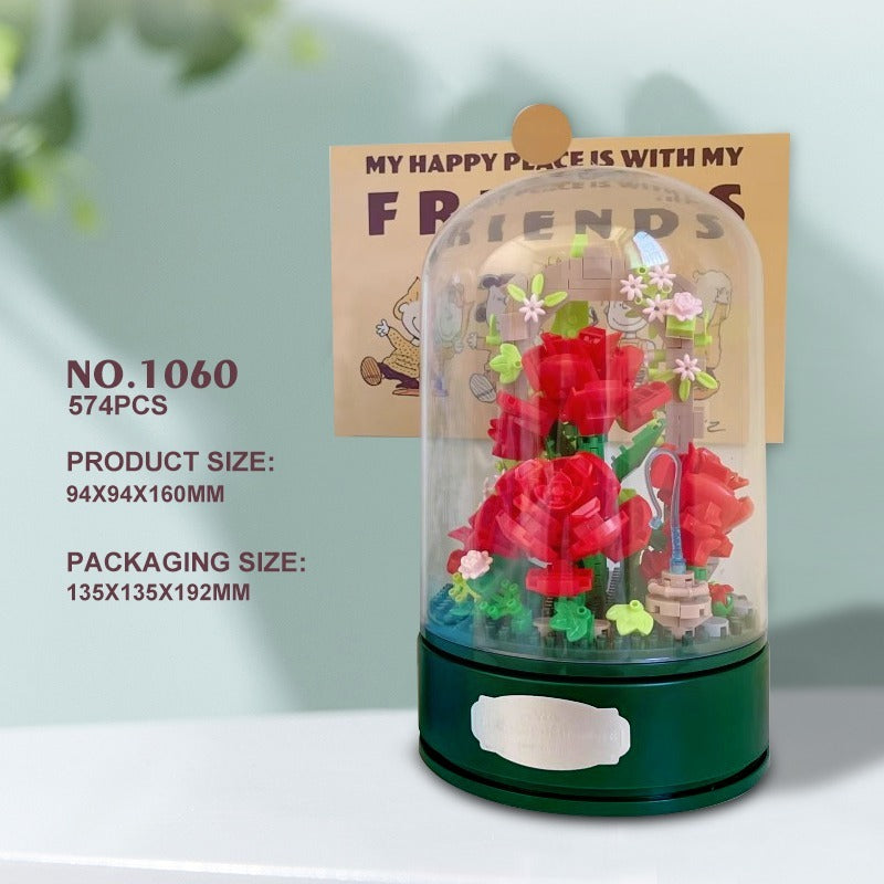 US Local Encounter A Rose Music Box With A Transparent Cover, A Rotating Music Pedestal