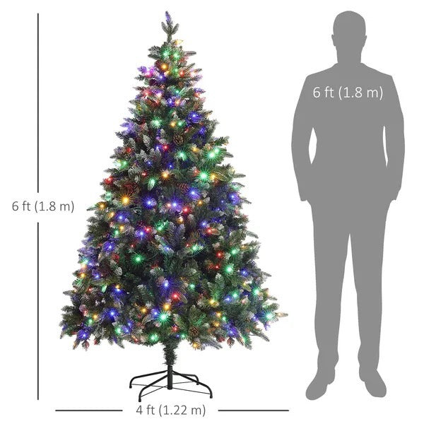 CA Local 6 ft Prelit Artificial Christmas Tree With Dual Colour LED Light, Hinged Xmas Tree For Home Office Holiday