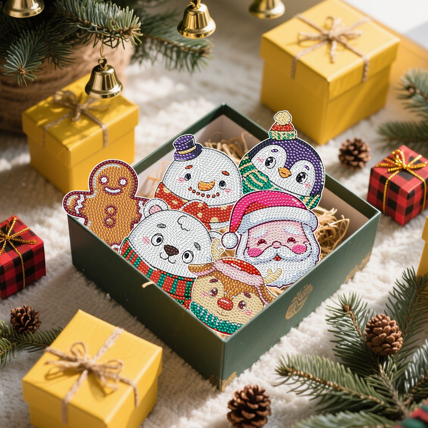 6Packs Christmas Rhinestones Art Coaster