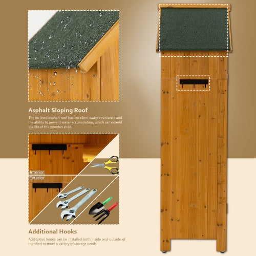 US Local 30.3L X 21.3W X 70.5H Outdoor Storage Cabinet Tool Shed Wooden Garden Shed Natural