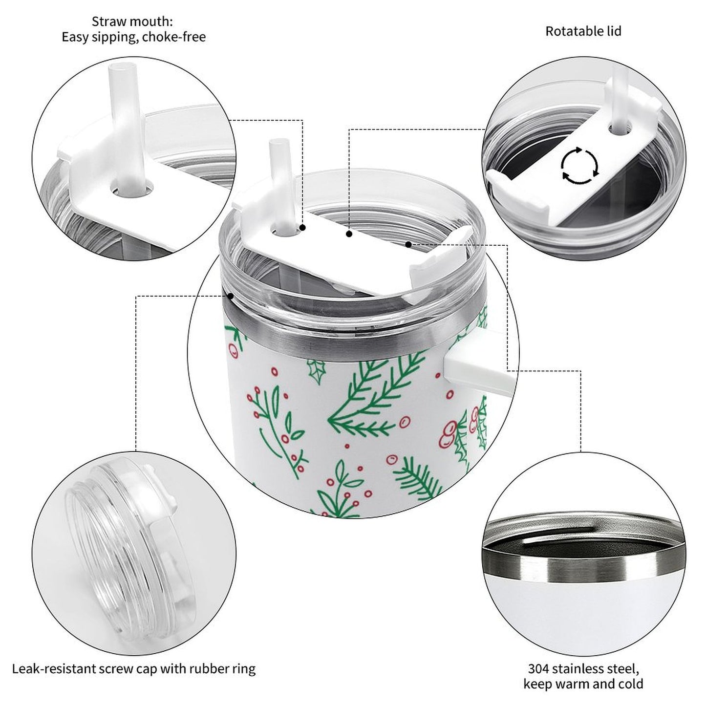 PHDT00294 POD US Local Tumbler 40 oz Large Capacity Car Cup Christmas Green