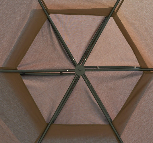 US Local Brown Steel Gazebo Paradise 12x12 Party Tent With Double Roof, Curtains & Netting