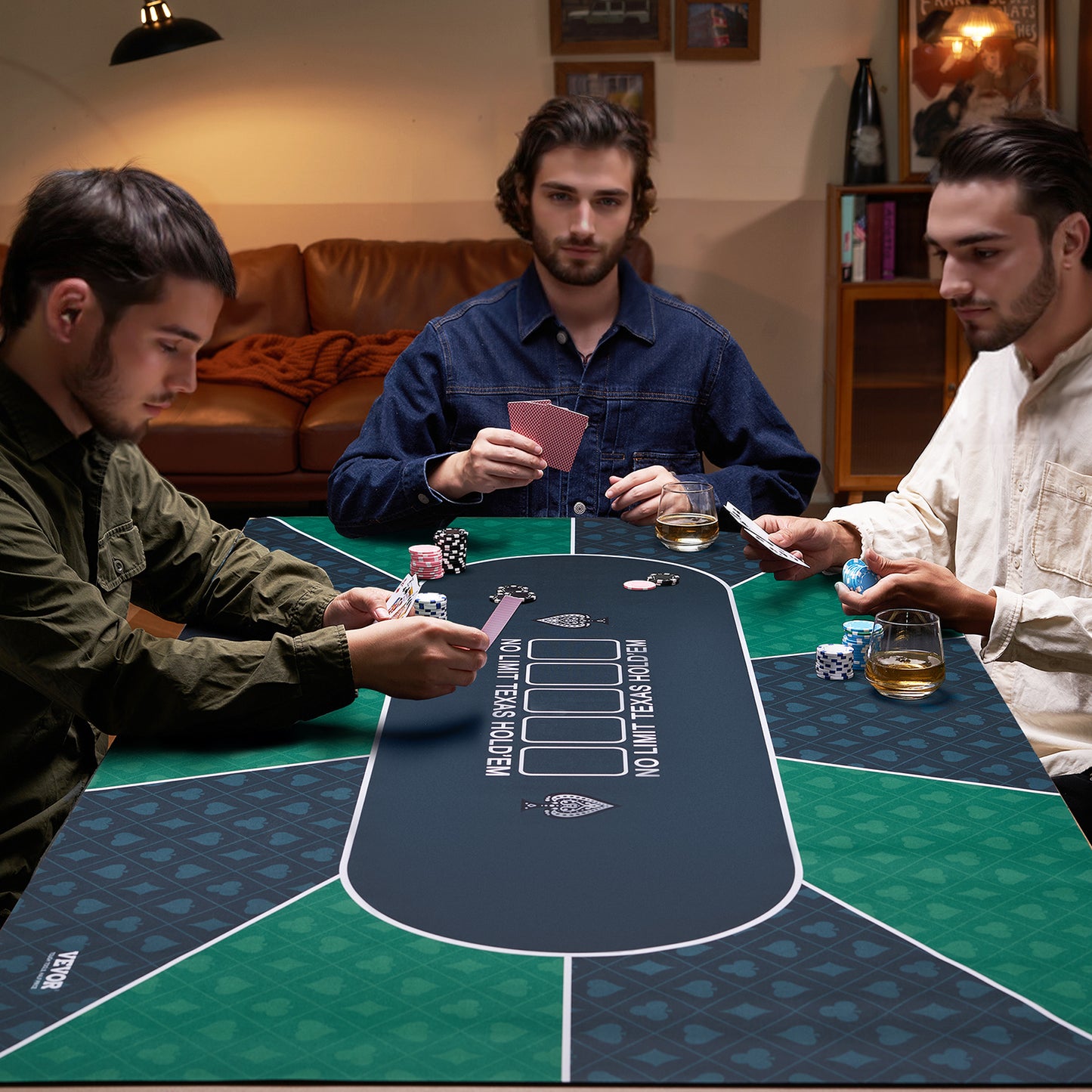 US Local VEVOR Poker Table Top 70 X 35 Inch Poker Mat 6-8 Players Foldable With Bag Green